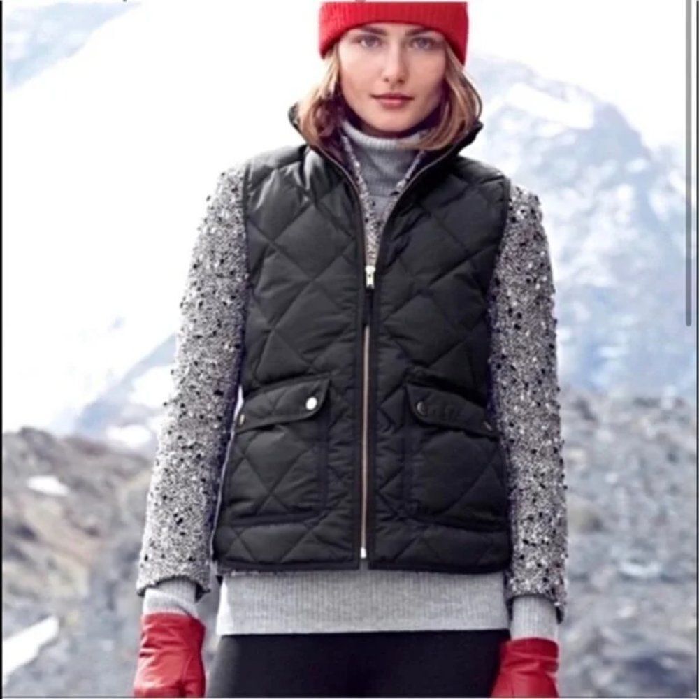 J Crew Black Excursion Quilted Vest S
